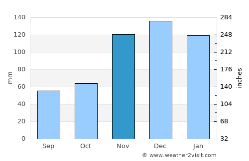 Castlegar average rain in November