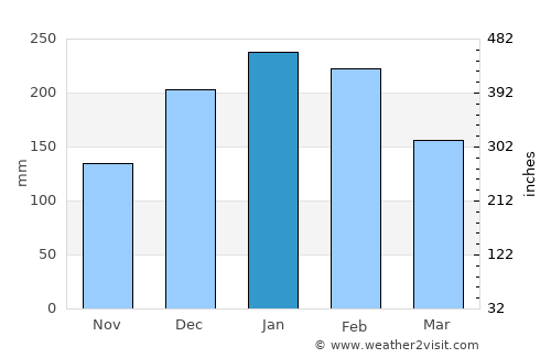 Catanduva average rain in January