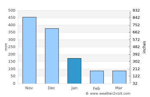 Cavinti average rain in January