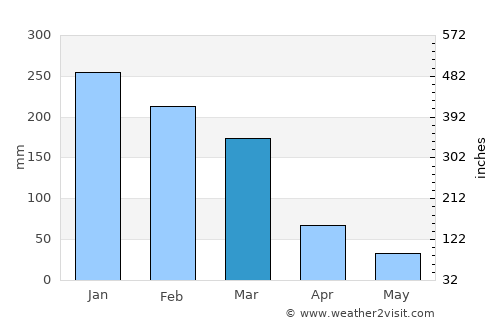 Caxambu average rain in March