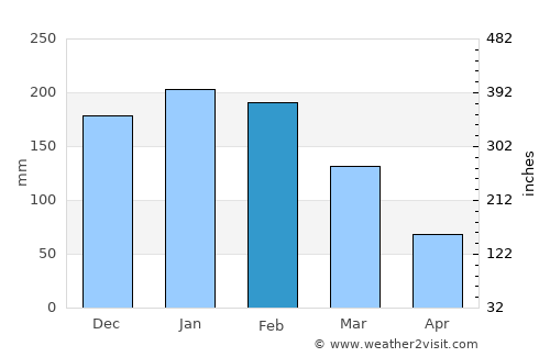 Cerqueira César average rain in February