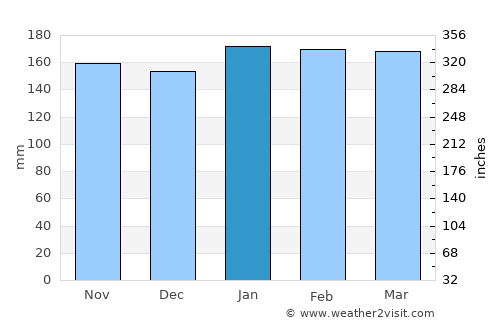 Cerro Azul average rain in January