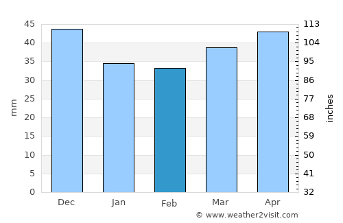 Češinovo average rain in February