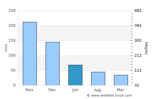 Chaguanas average rain in January