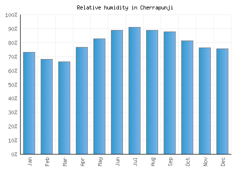 Cherrapunji relative humidity averages