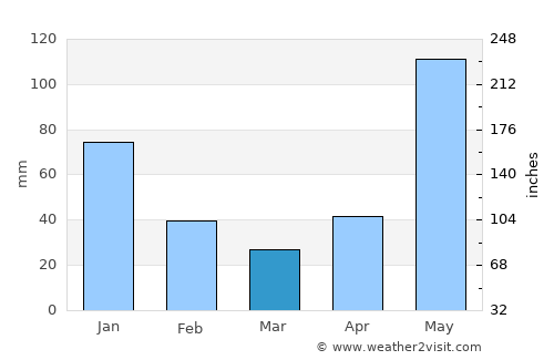 Chetumal average rain in March