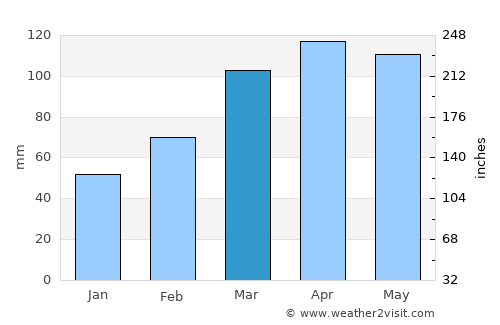 Chiba average rain in March