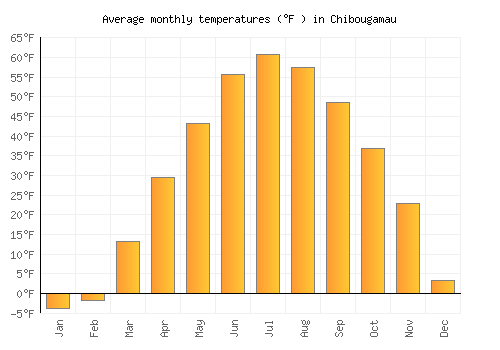 Chibougamau average temperature chart (Fahrenheit)