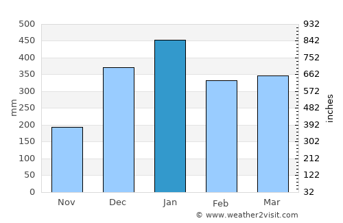 Chimoré average rain in January