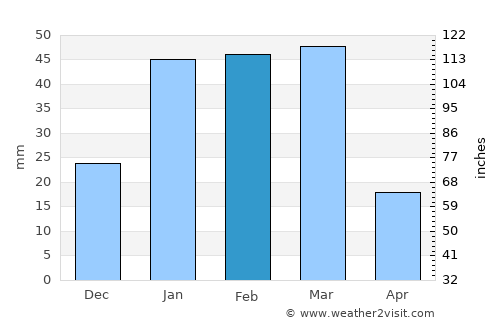Chinār average rain in February