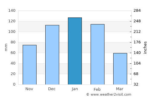 Chiredzi average rain in January