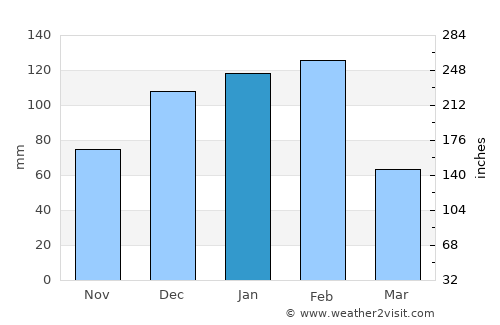 Chokwé average rain in January