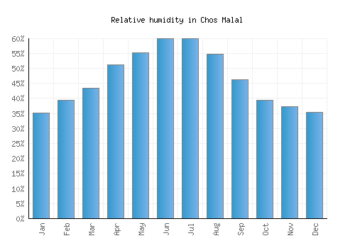 Chos Malal relative humidity averages
