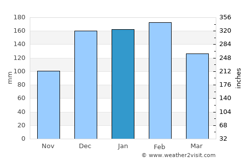 Chulumani average rain in January
