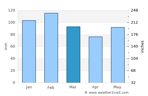 Chuy average rain in March