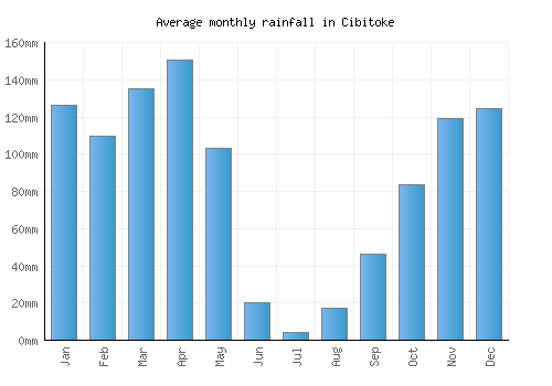 Cibitoke monthly rainfall chart (mm)