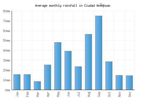 Ciudad Anáhuac monthly rainfall chart (mm)