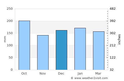 Ciudad del Este average rain in December