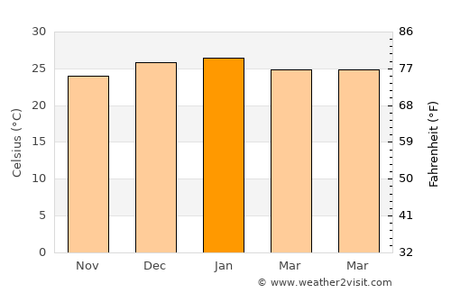 Ciudad del Este average temperature in January