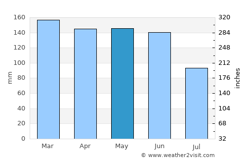 Ciudad del Este average rain in May