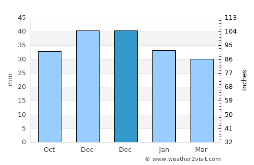 Cobadin average rain in December