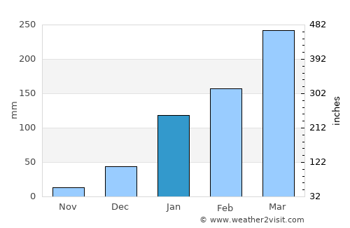 Cocal average rain in January