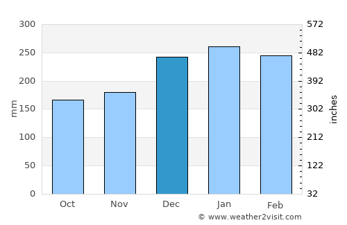 Codajás average rain in December