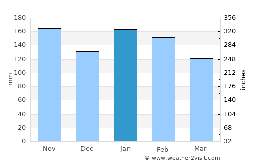 Colonia Wanda average rain in January