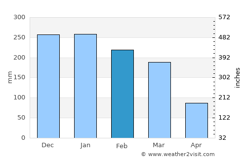 Conceição das Alagoas average rain in February