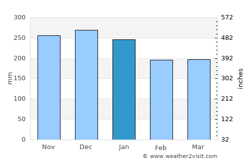 Coquille average rain in January