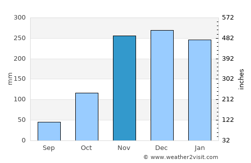 Coquille average rain in November