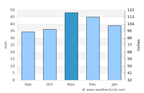 Corabia average rain in November