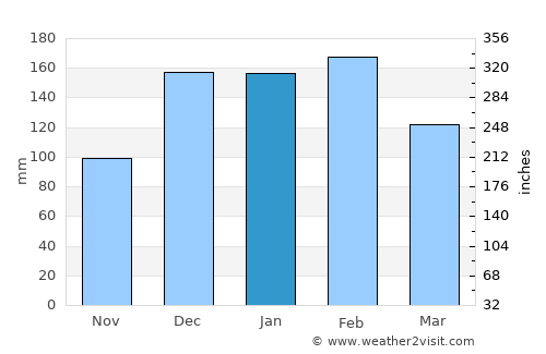 Coroico average rain in January