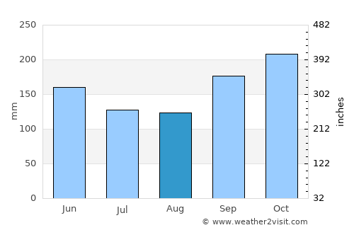 Coronel Vivida average rain in August