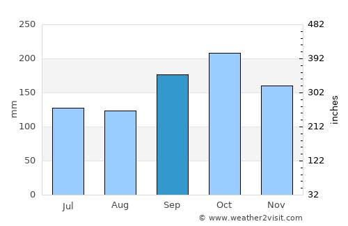 Coronel Vivida average rain in September