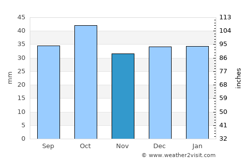 Cortez average rain in November