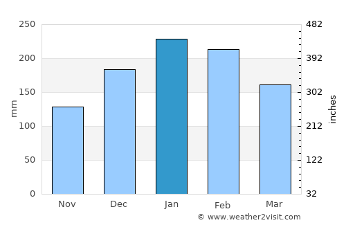 Cotia average rain in January