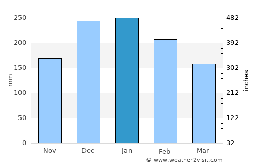 Coxim average rain in January