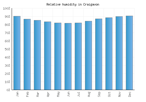 Craigavon relative humidity averages