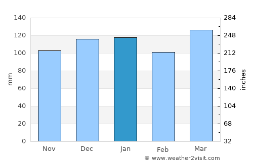 Cruz Alta average rain in January