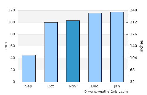 Cruz Alta average rain in November
