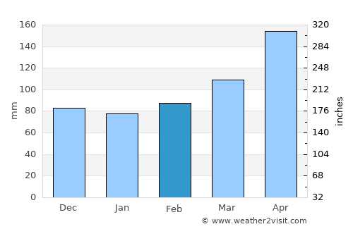 Cruz das Almas average rain in February