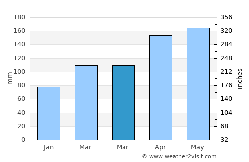 Cruz das Almas average rain in March