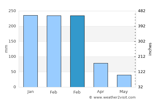 Cunha average rain in February