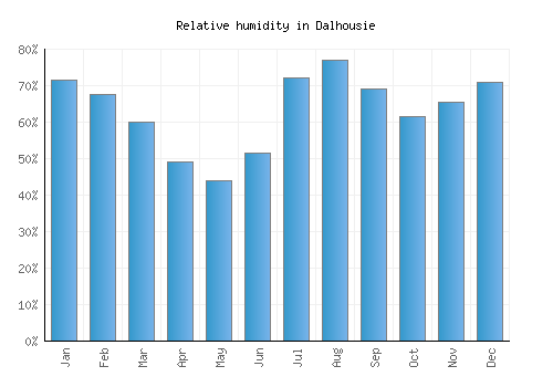 Dalhousie relative humidity averages