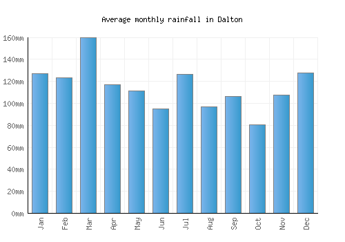Dalton monthly rainfall chart (mm)