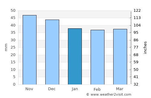 Dăneasa average rain in January