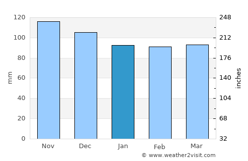 Danvers average rain in January