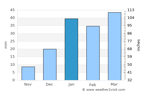Dasūa average rain in January