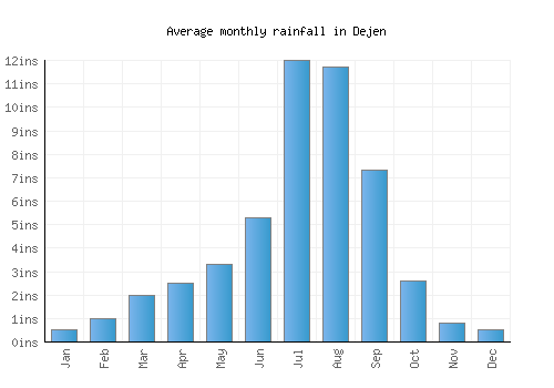 Dejen monthly rainfall chart (inches)
